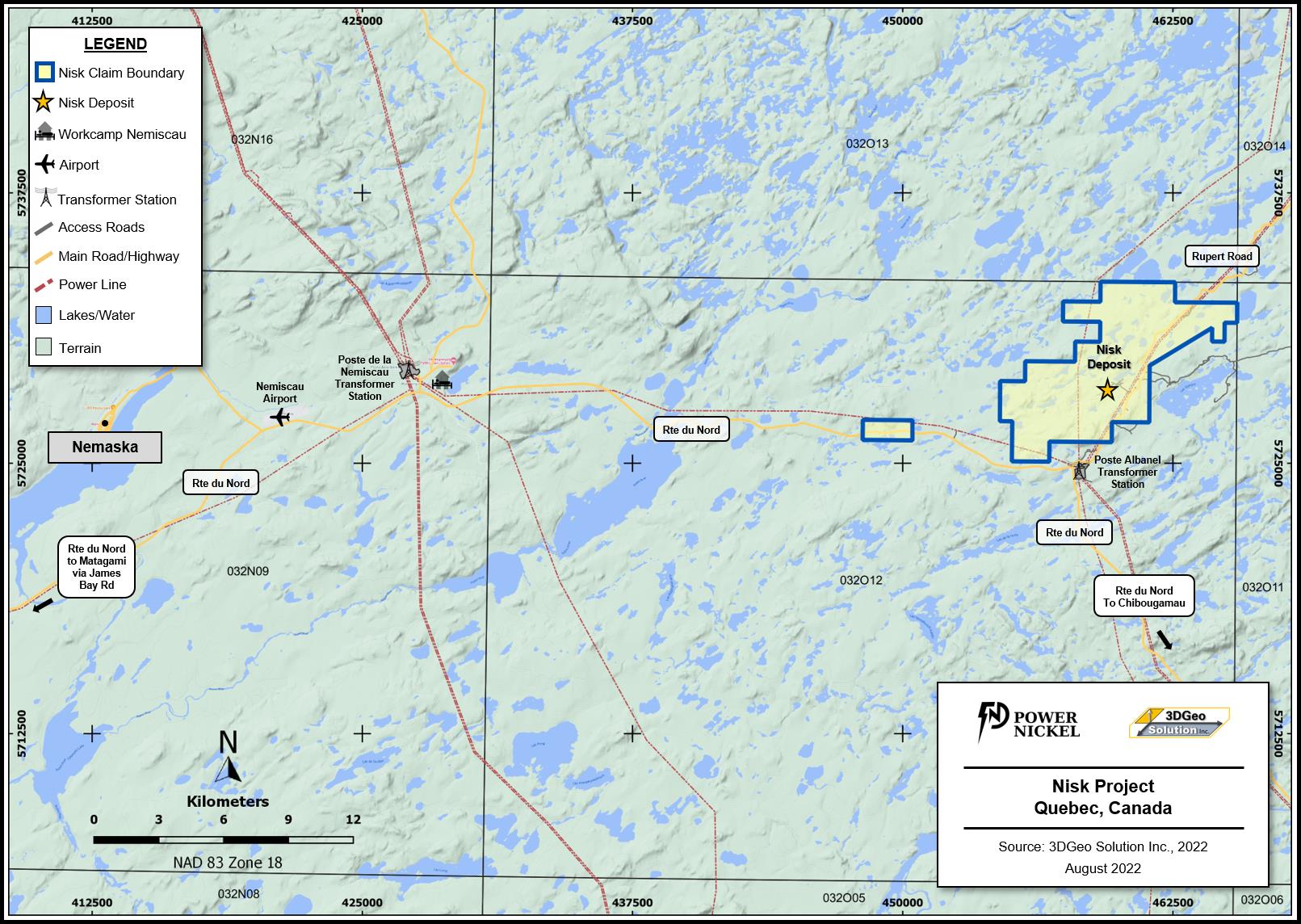 Figure 1 - Topography and accessibility of the Nisk Project