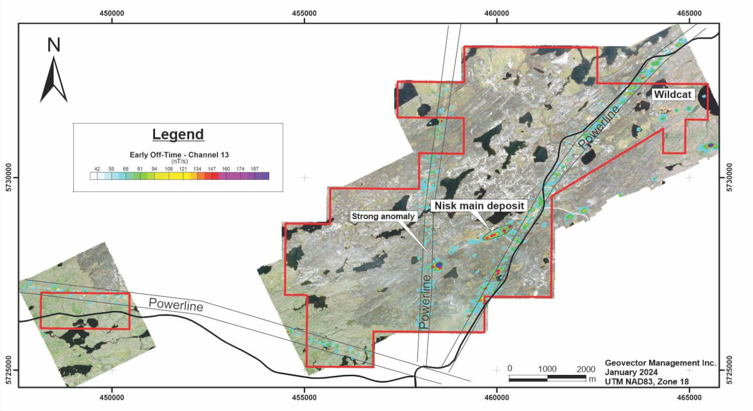 Figure 2 - Electro-magnetic anomalies from the 2023 airborne geophysical survey